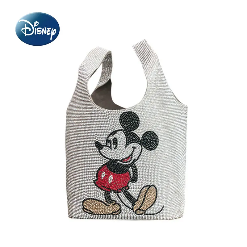 Disney Mickey New Women's Handbag Luxury Brand Colorful Diamond Women's Bag Cartoon Fashion 2-Piece Mini Handbag High Quality