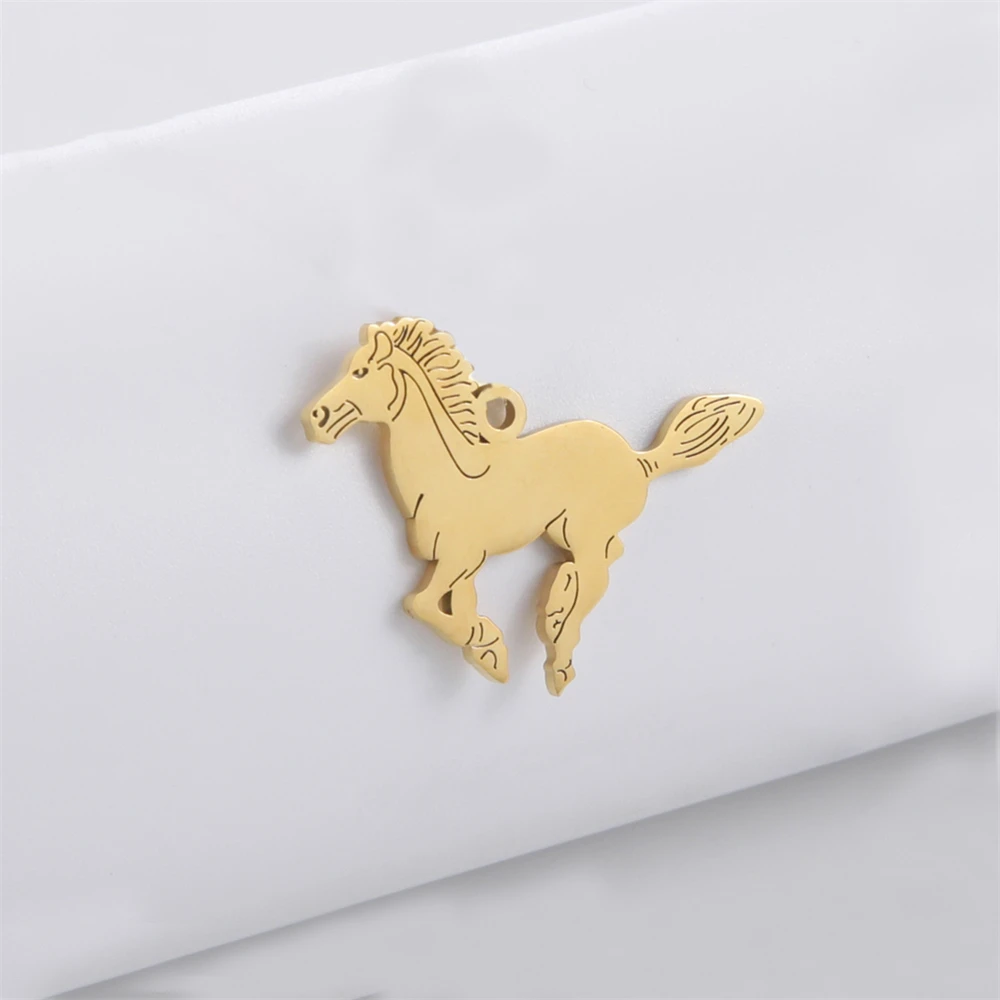 3pcs/Lot Wholesale Necklace Horse Charms Findings Stainless Steel Animals Pendants Accessories For Jewelry Making Diy Gifts