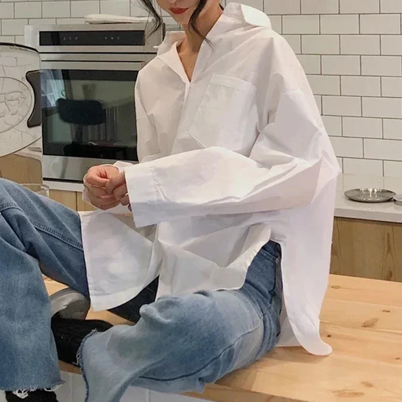 Женские белые рубашки и блузки 2024 весенне-осенние винтажные женские топы с