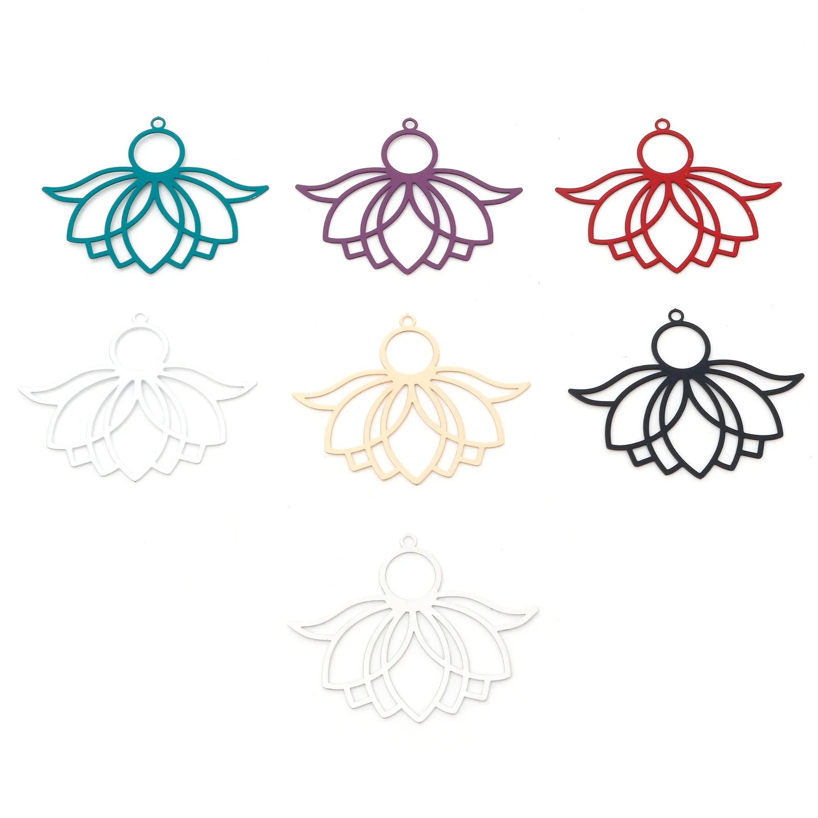

10 шт., подвески в виде цветка лотоса, 3,9x3,1 см