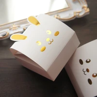 10pcs gold smile white rabbit as soap candle cookie candy little gift packaging christmas wedding favors gifts decor