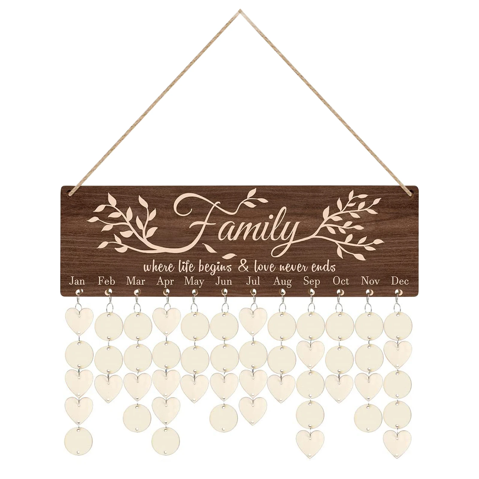 

Винтажный деревянный знак, подарок «сделай сам», календарь, доска, домашний декор с бирками, семейное напоминание, Рождество, день рождения, ...