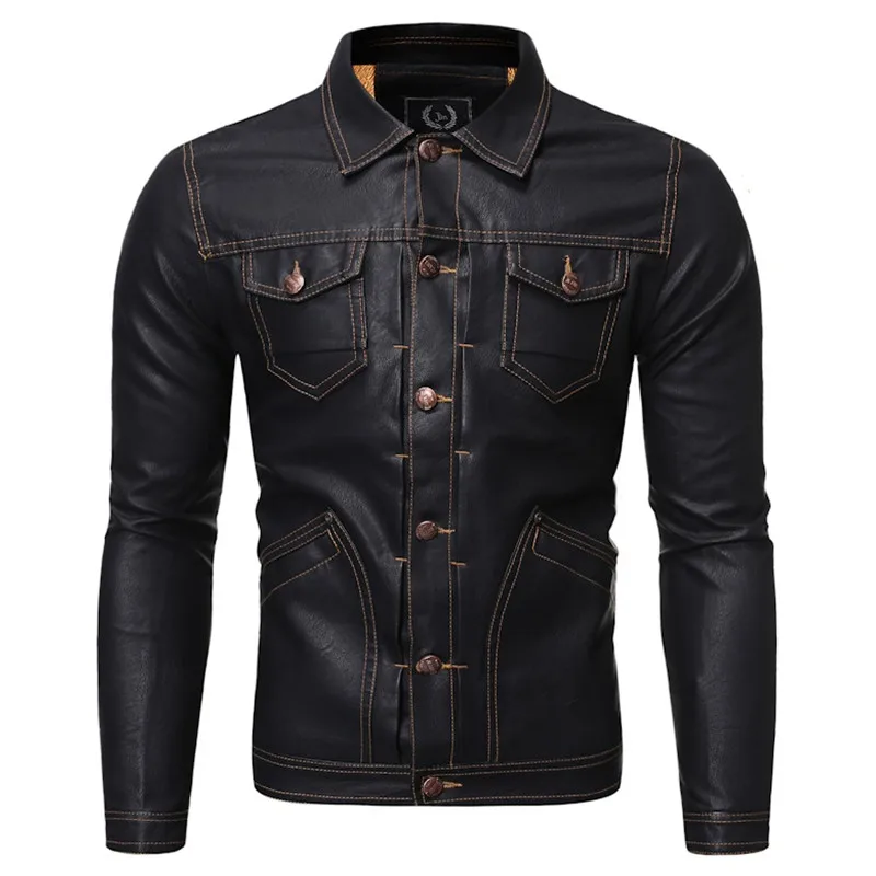 

biker jacket men clothing Multi-pocket plus velvet thick leather motorcycle jacket / men Winter warm casual youth leather coat