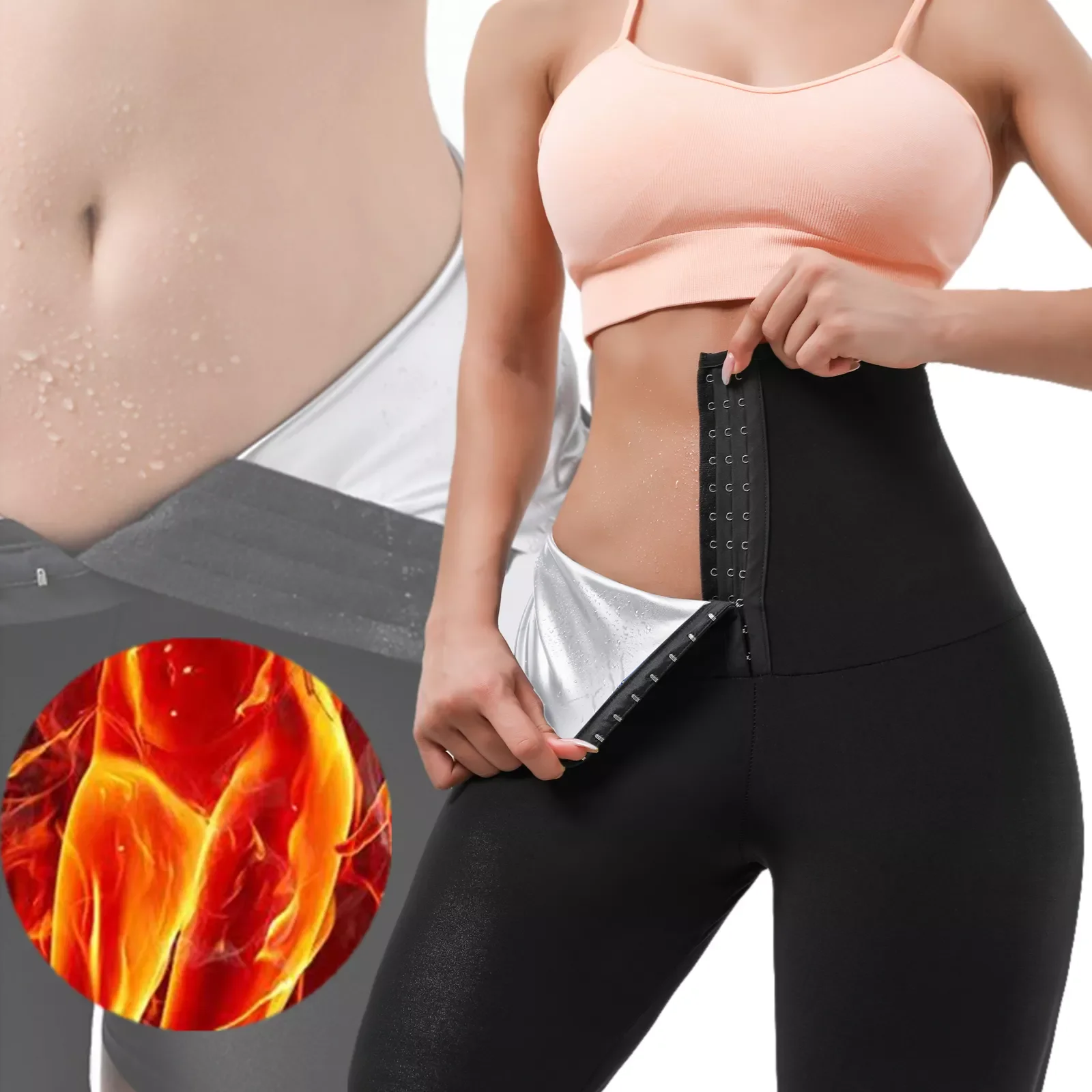 Leggings for Women Sweat Pants High Waist Compression Slimming Hot Thermo Workout Training Capris Body Shaper