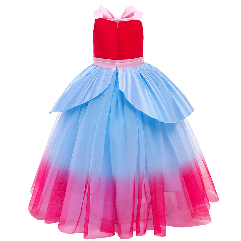 

Carniva Long Dress 2022 New Kids Wedding Formal Dress Fashion Mesh Matching Color Party Princess Dress For Girls Evening Dresses