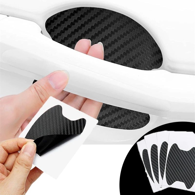 

4Pcs Carbon Fiber Anti-Scratch Car Door Stickers Auto Handle Protectective Film Car Exterior Accessories Door Handle Stickers