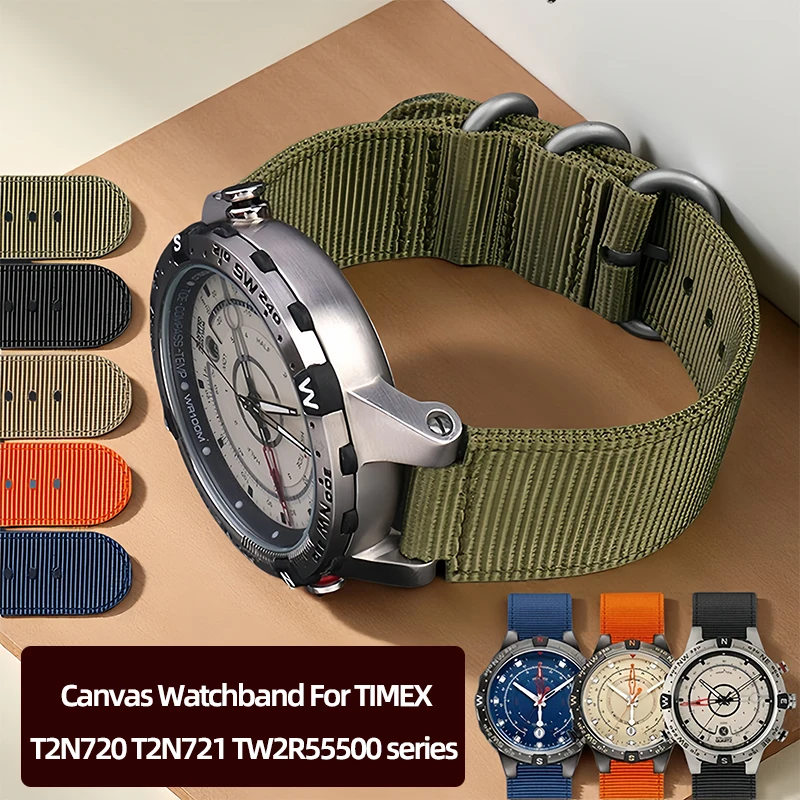 Фото Холщовый ремешок для часов TIMEX T2N720 T2N721 TW2R55500 series 24*16 мм, мужской ремешок для часов, браслет, спортивный нейлон с установочным инструментом №1