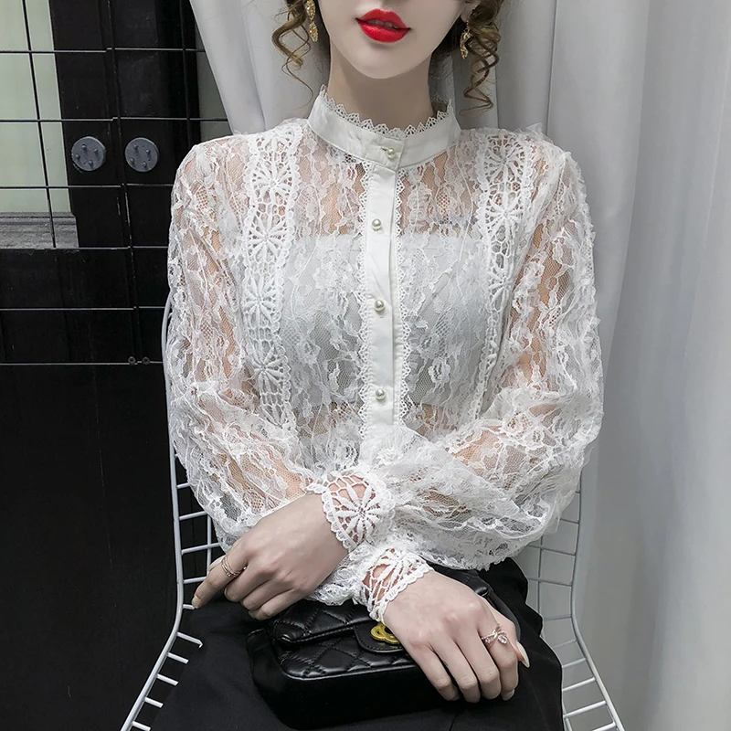 

Весенняя рубашка, кардиган, пикантные Блузы с длинными рукавами и трехмерными крючками, женские модные топы 2022, элегантные топы 618B