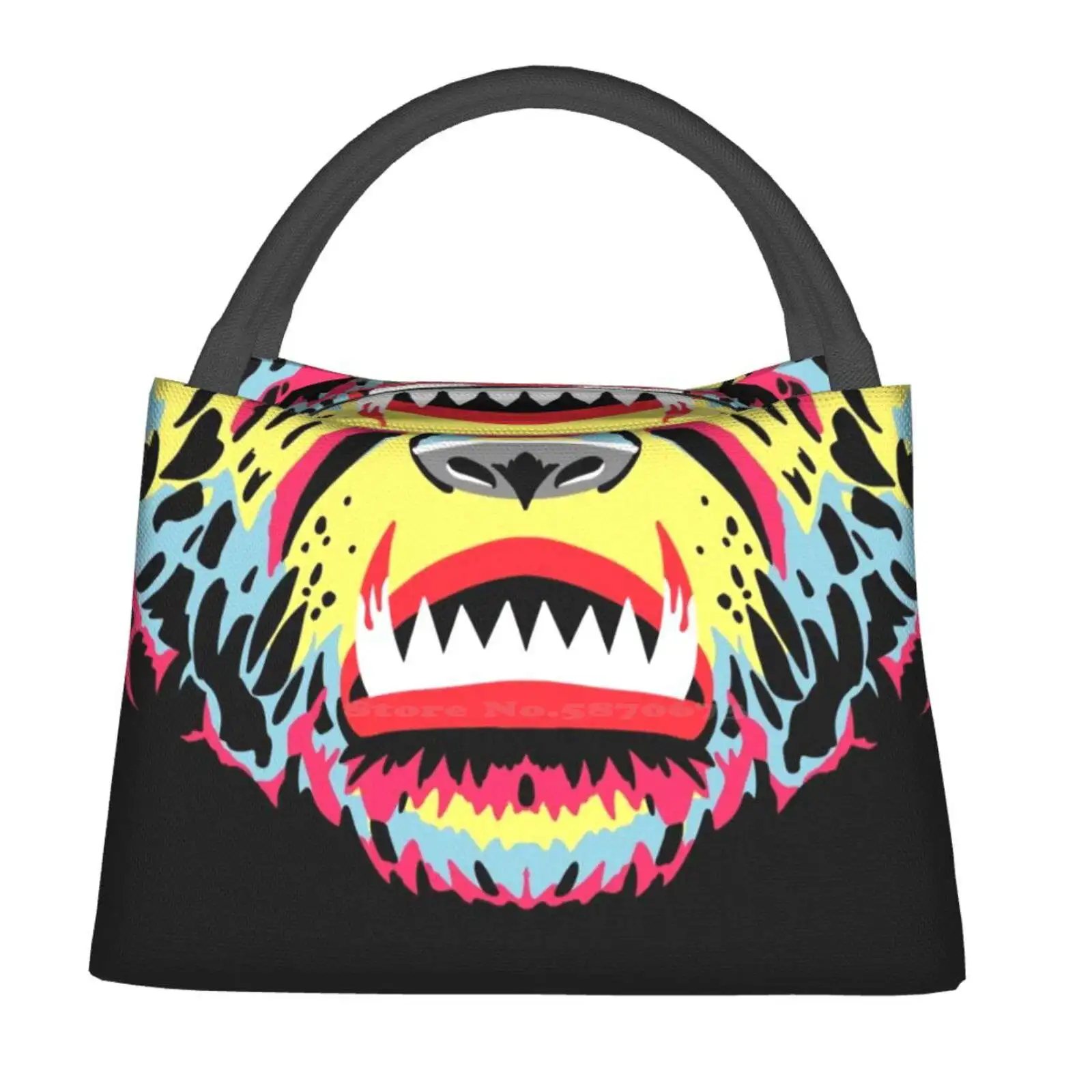 

Термоохладитель для мужчин в стиле ретро, изолированная сумка для обеда, волк, ужас, монстр, красочный, страшный, классический