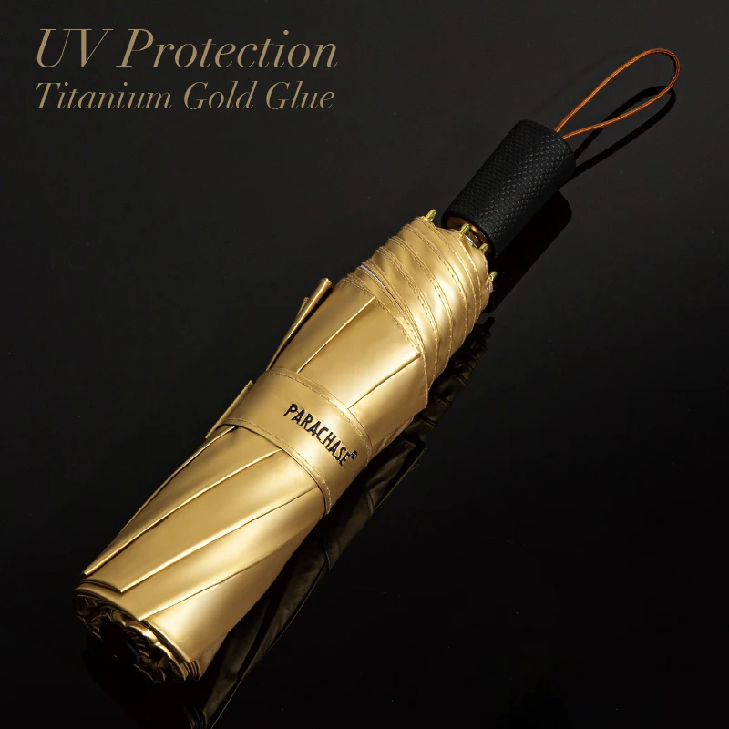 

Luxury Golden Umbrella Rain Women Anti-UV Portable Folding Parasol Umbrellas For Girl Outdoor Windproof Lady Beach Umbrella Gift