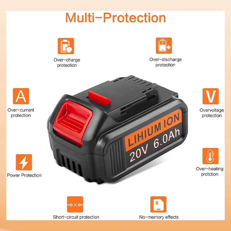 

2022 Lithium battery replacement parts for DeWalt 20V MAX DCB204 DCB200 DCB205-2 DCB201 20V DCD/DCF/DCG/DCS series