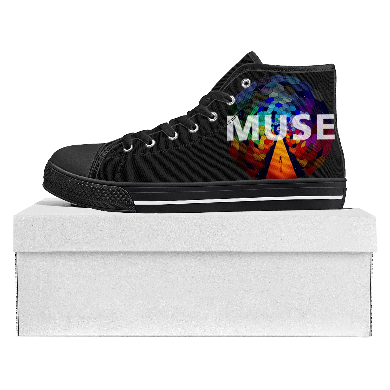 Muse Rock Band England High Top High Quality Sneakers Mens Womens Teenager Canvas Sneaker Casual Couple Shoes Custom Shoe Black