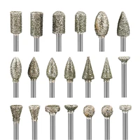 20pcs diamond burr set 60 grit diamond coated rotary grinding burrs bits 18 inch shank rotary tools for stone carving grinding