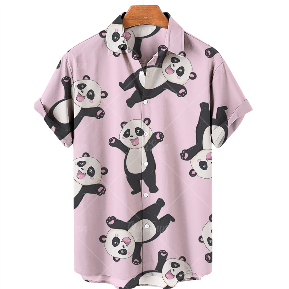 

Camisas De Panda para Hombre, camiseta creativa con estampado Digital 3D para playa, camisa De manga corta De tendencia, noveda