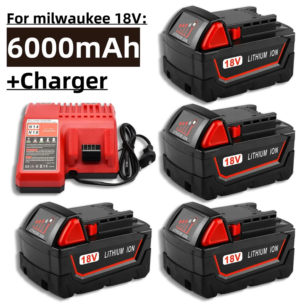 Зарядное устройство для электроинструмента Milwaukee M18 18 В 6000 мАч