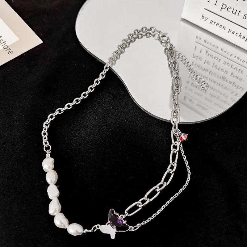 

Korean Boho Butterfly Women Necklace Pearl Chain Pendant Lady Girl Fashion Gift Summer 2022 Jewelry Accessories