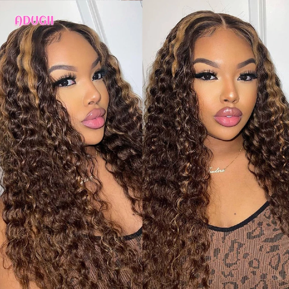 Highlight Deep Curly Lace Front Wig Brazilian Loose Deep Human Hair Wigs For Women P4/27 Remy Hair Lace Closure Wig 180% Density