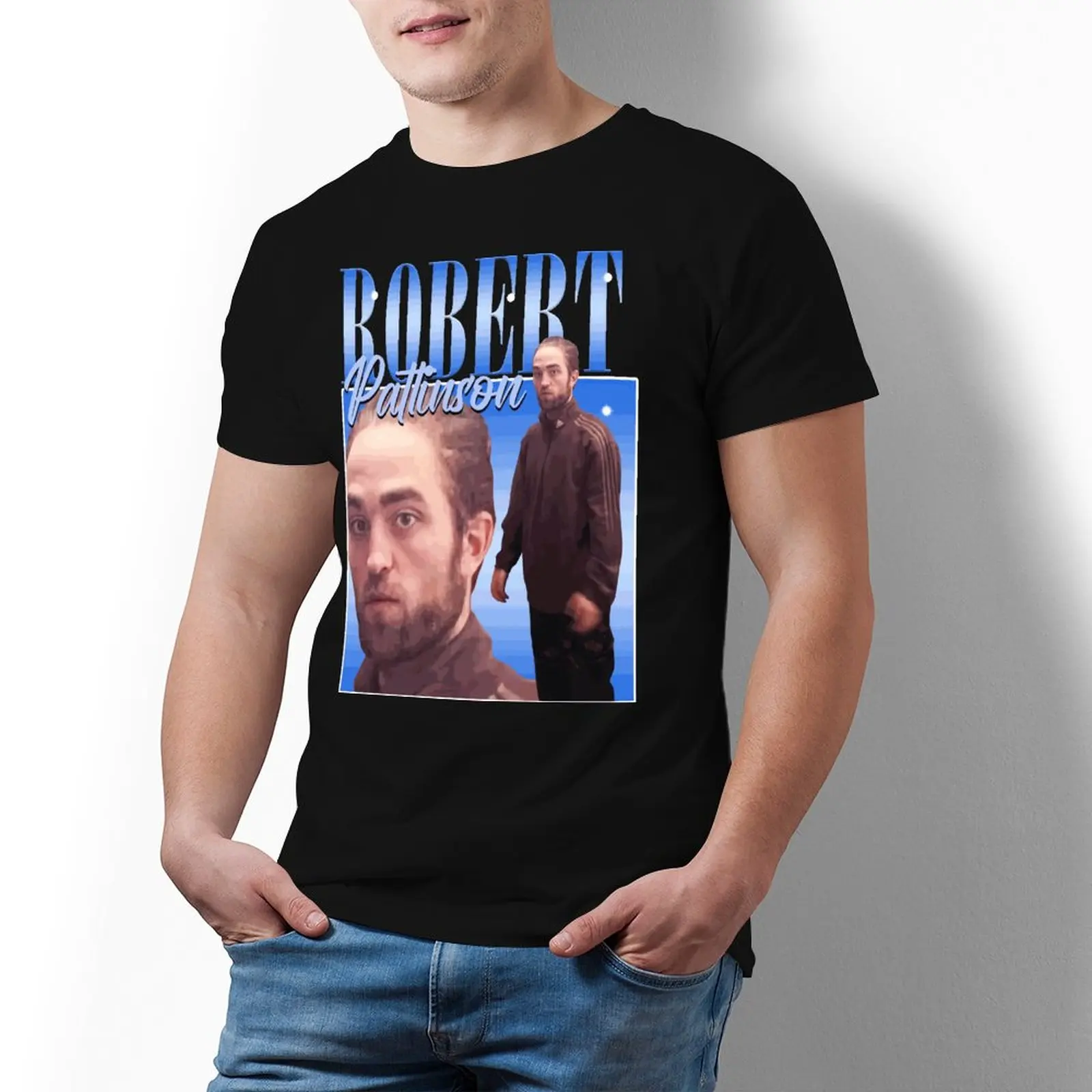 Мужская хлопковая футболка с коротким рукавом принтом |