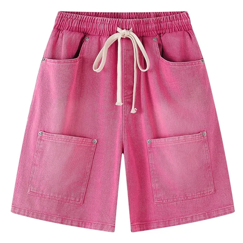 Brand New Women Trendy Retro Multifunctional Pocket Workwear Women's Denim Shorts Loose Casual Couple Street Cropped Pants 2023