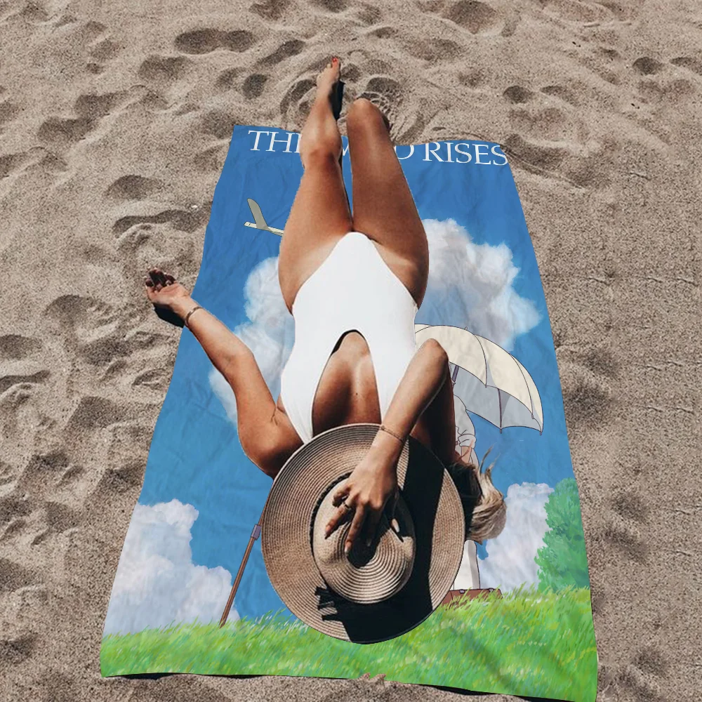 Пляжное полотенце для плавания The Wind Rise в стиле аниме мягкая впитывающая мочалка