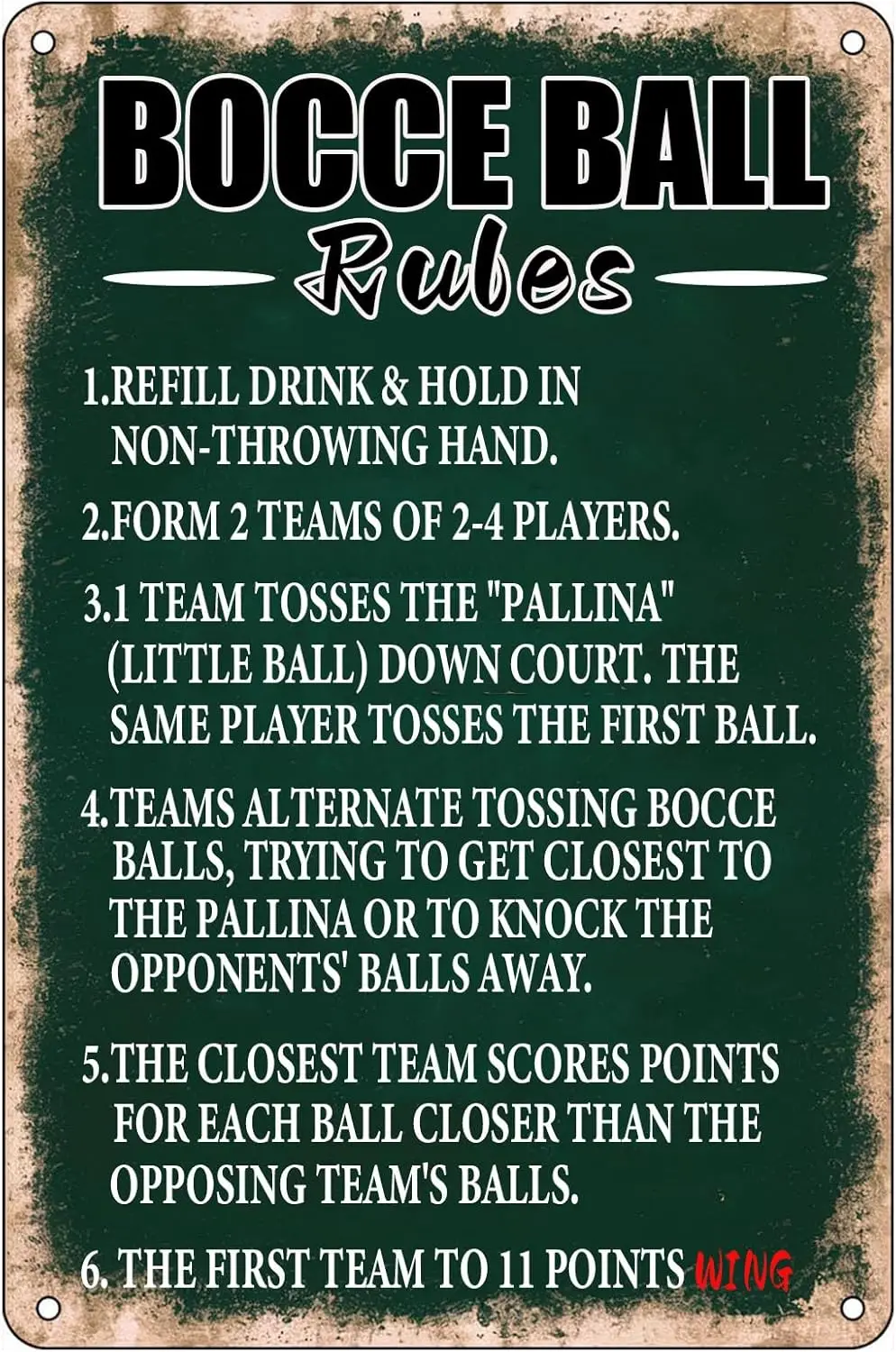 Правила Bcce Bll Ретро Metl Tn Sgn Refll Drnk &ampmp Hold n Non-Throwing Hnd Scorng Rules Плакат Pntng Для дома Ktchen Offce