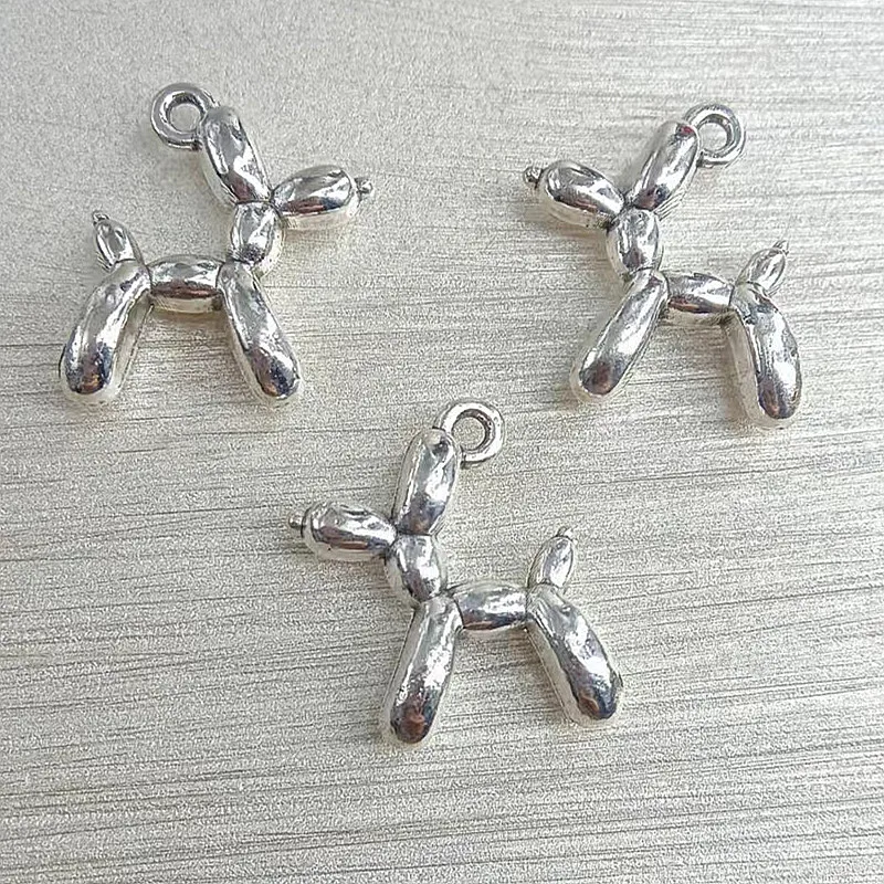 

10pcs Newest 19x15x5mm Cute Balloon Dog Charms Poodle Dog Charm Antique Silver Color Pendants DIY charms for jewelry making