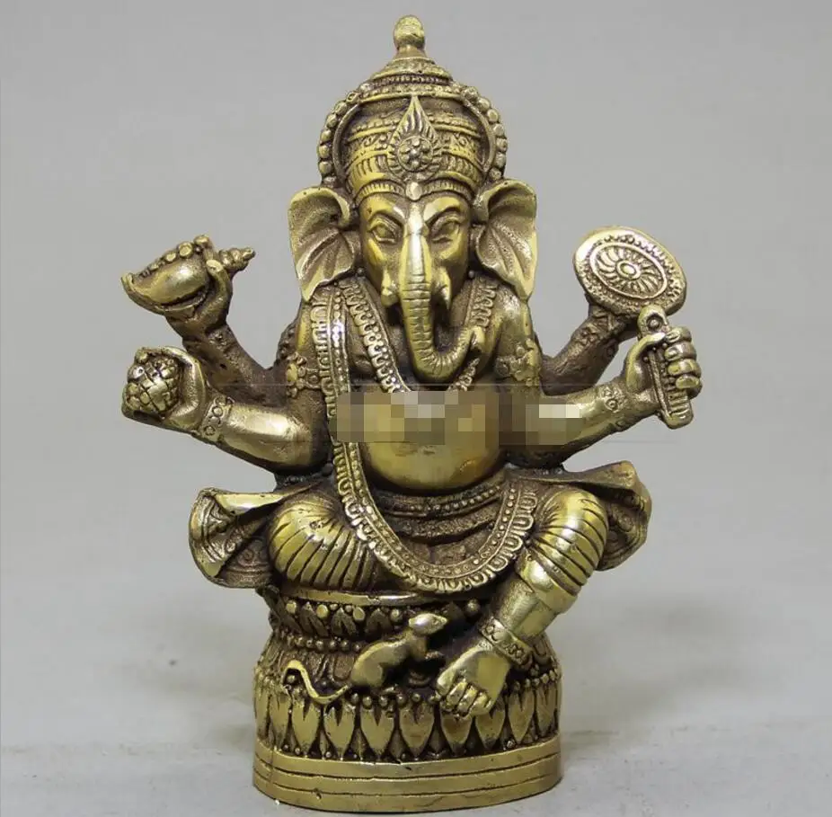 

Copper Statue Factory direct sales retro antique crafts wholesale collection of exquisite brass elephant trunk God of we