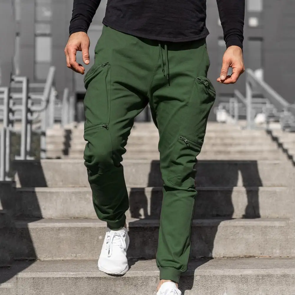 

Fashion Cargo Pants Straight Drawstring Wear Resistant Ankle Tied Slim Fitness Pants