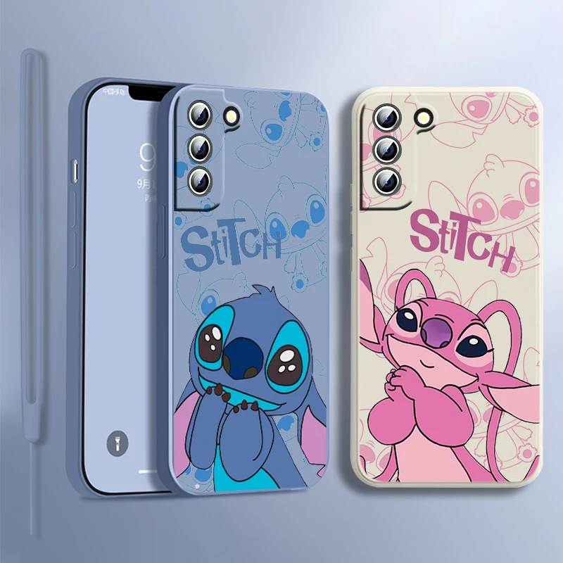 

Anime Stitch Lilo Phone Case For Samsung Galaxy S23 S22 S21 S20 S10 S9 Ultra Plus Pro FE Liquid Rope Soft Phone Case Coque Capa