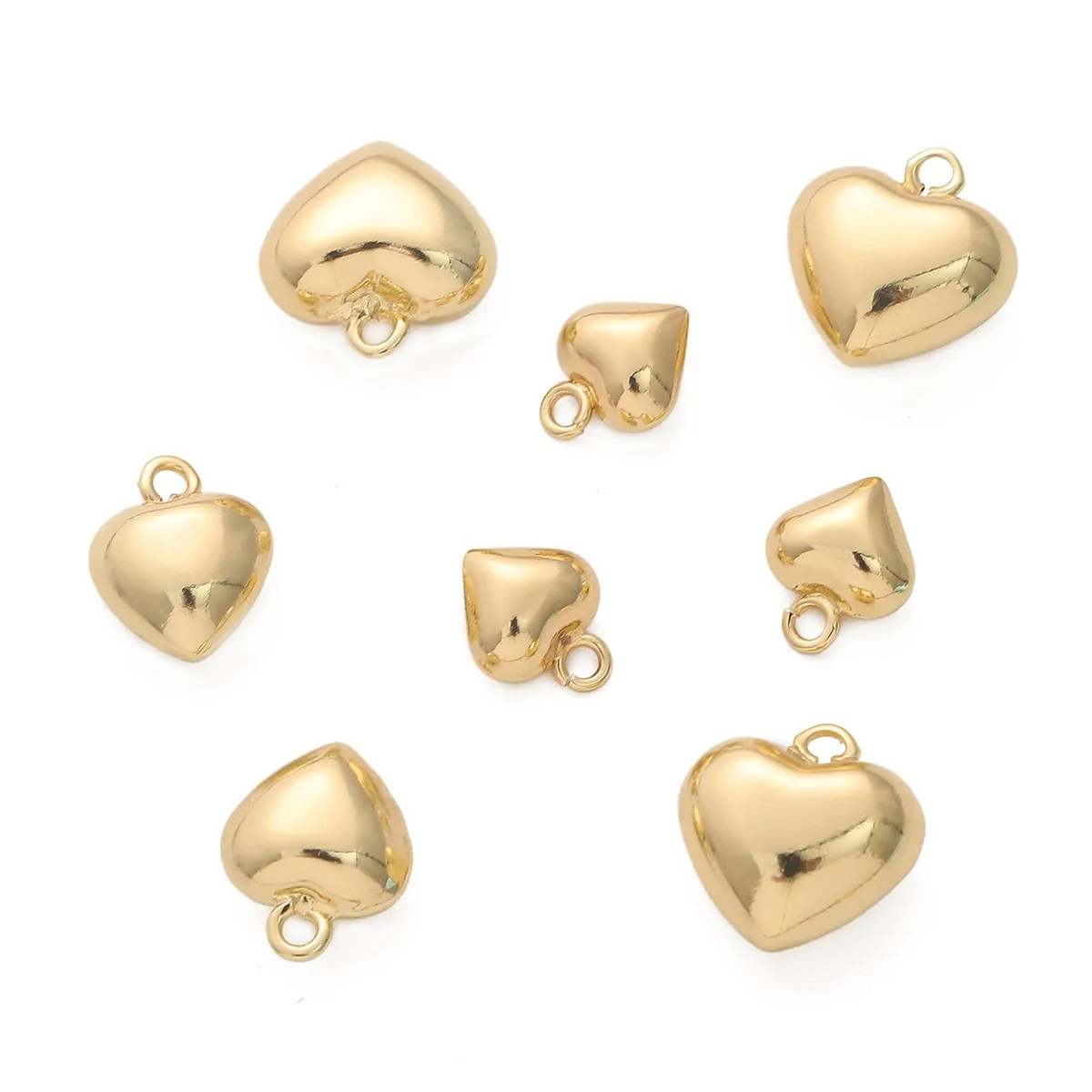 14K Gold Plated Heart Hanging Ornaments Necklace Pendant Bracelet Jewelry for Diy Handmade Earring Beaded Ornamental Accessories