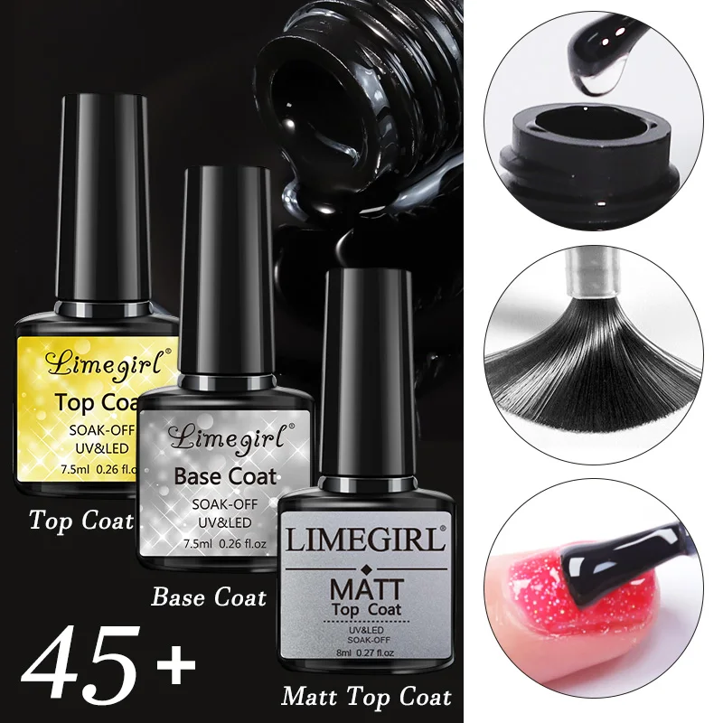 

Limegril Base And Top Coat Matt Top Coat For Nail Art 7.5ml Base And Top Coat For Semi Permanent Poly Nail Gel Manicure
