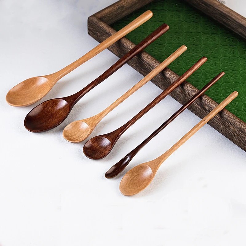 Деревянная ложка в японском стиле с длинной ручкой для дома и офиса из бутика Nanmu