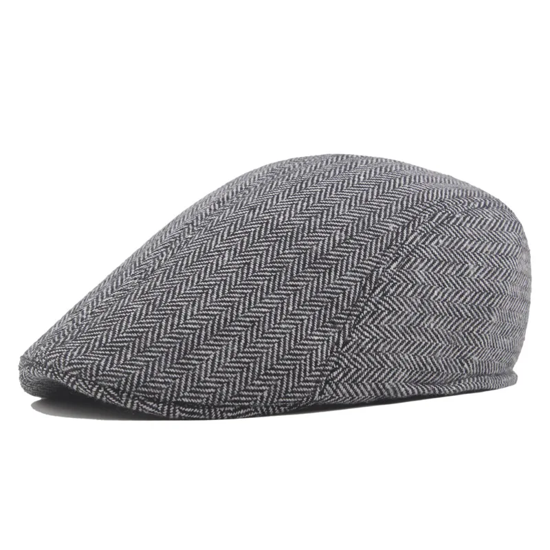 

Men Autumn Winter Cotton Berets Hat Herringbone Visor Peaked Cap Newsboy Flat Cap Artist Painter Hat Male Adjustable Beret Cap