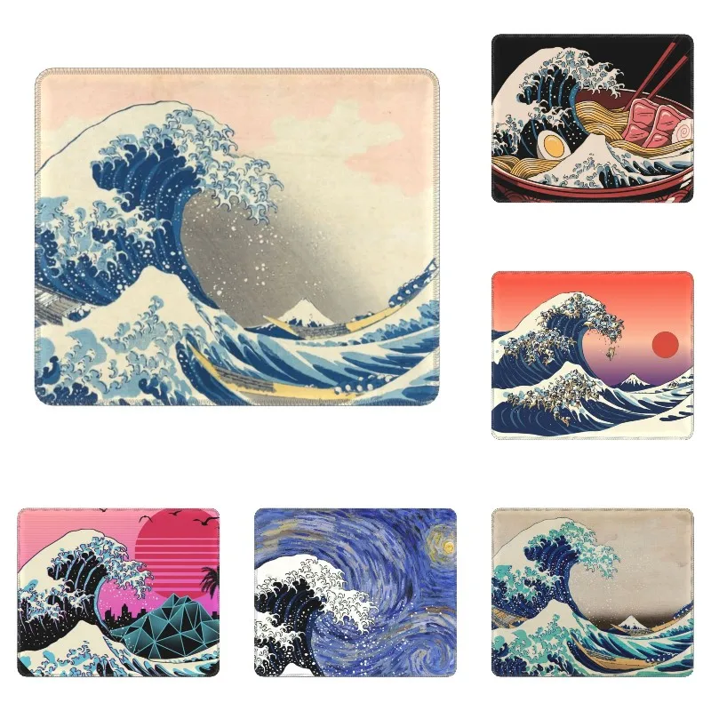 

Коврик для мыши с большой волной Kanagawa Katsushika Hokusai, нескользящий резиновый игровой коврик для мыши, аксессуары для офиса
