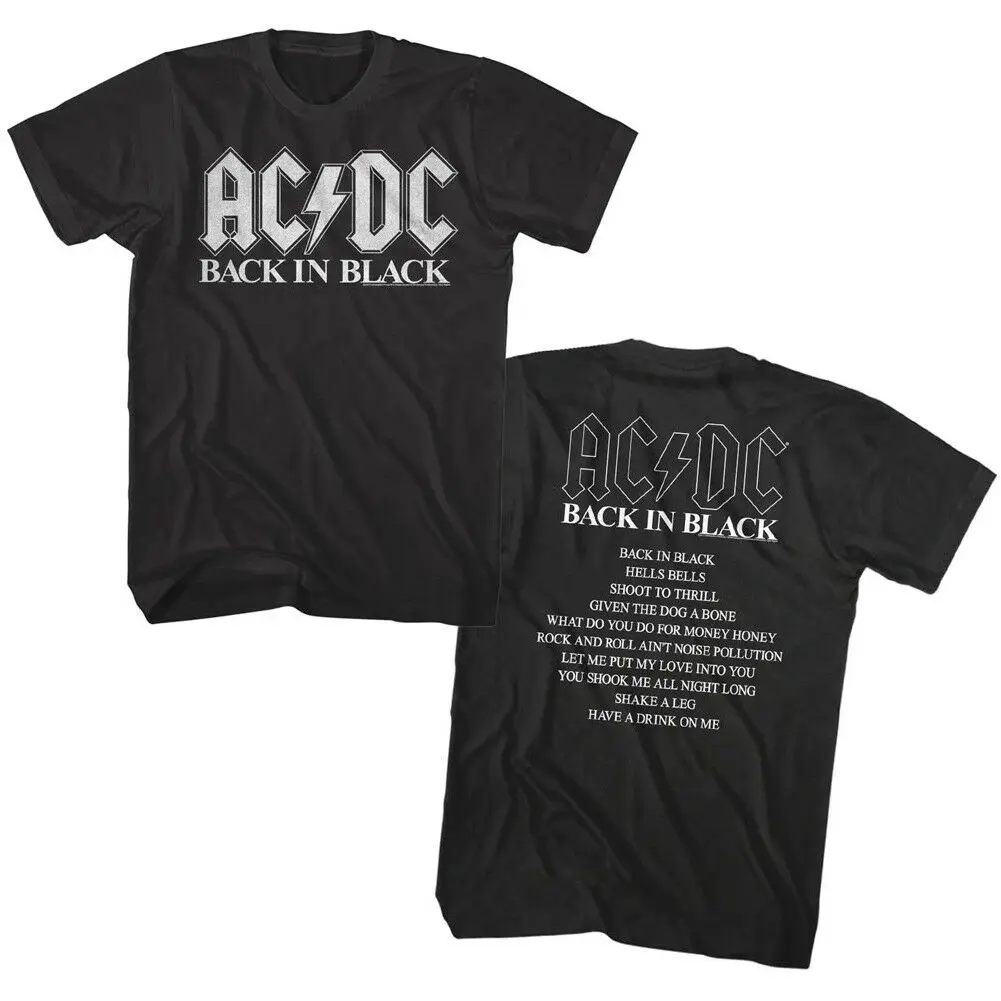 

AC&DC Back in Black Album Cover Men's T Shirt Rock Band Vintage Tour Music Merch