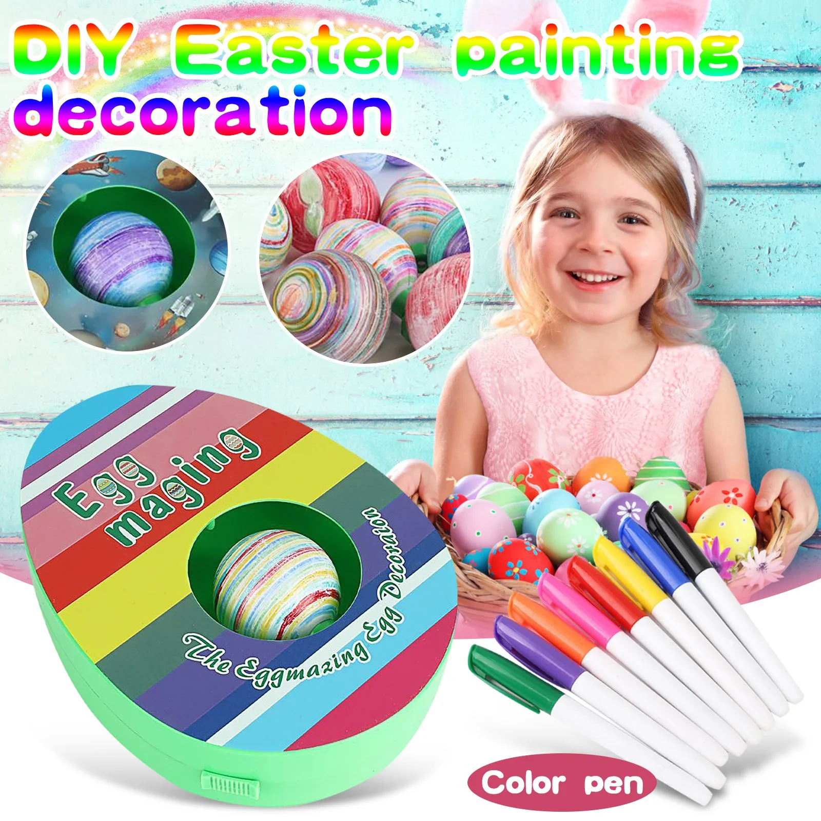 

Набор для рисования пасхальных яиц, пластиковый набор «сделай сам» для творчества, пасхальные украшения в виде кролика, яйца, для малышей, д...