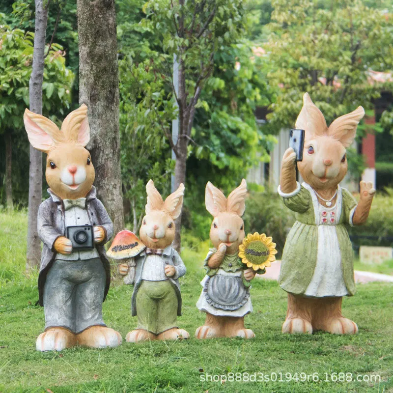 

Tall Statues Rabbit Large Bunny Outdoor Art Animal Figurines Ornament for Thanksgiving Day Statue Decorations