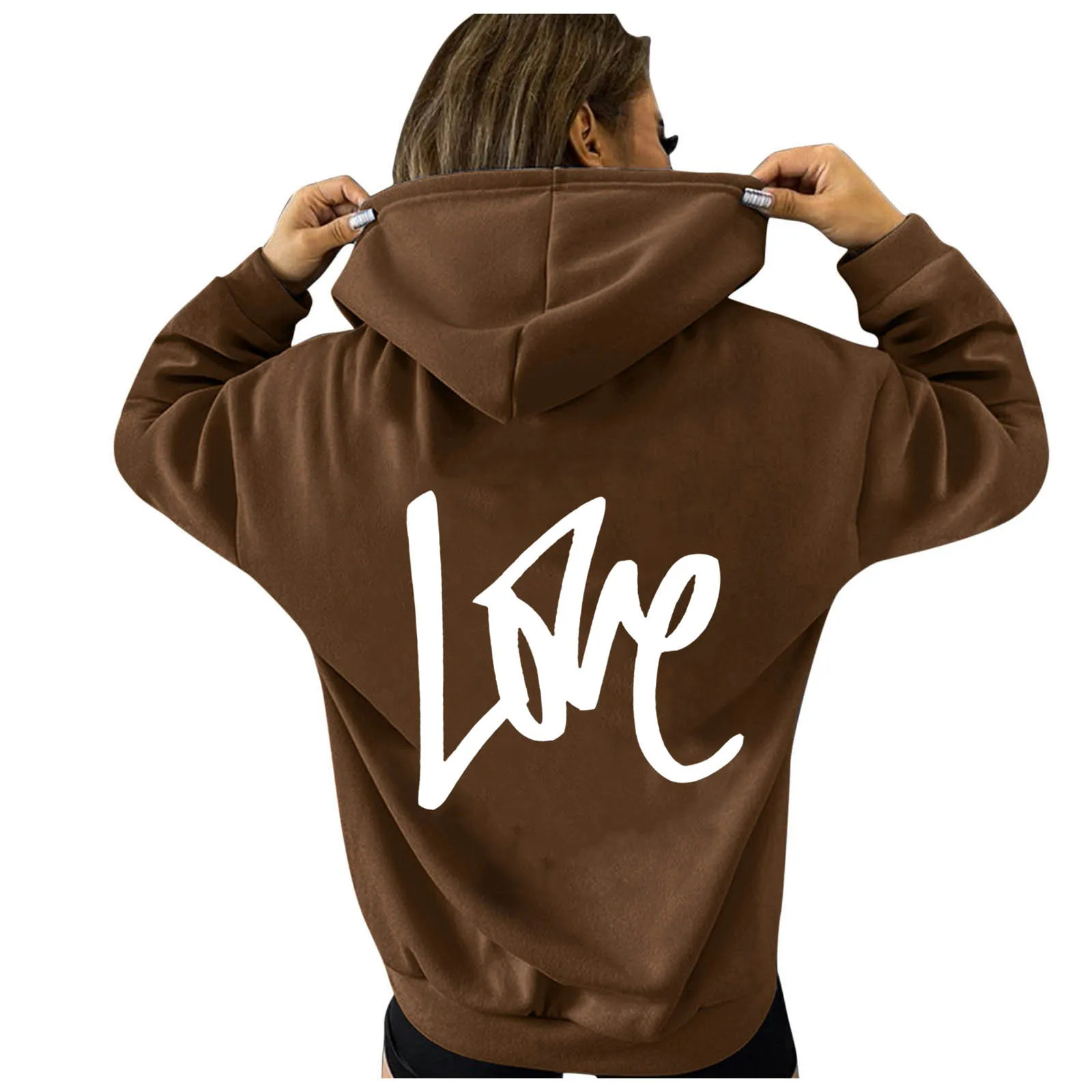 

Женская толстовка, Свободный Топ с надписью Love, повседневные толстовки с длинным рукавом, свитшоты, пуловер, Толстый Пуловер, топы для женщи...