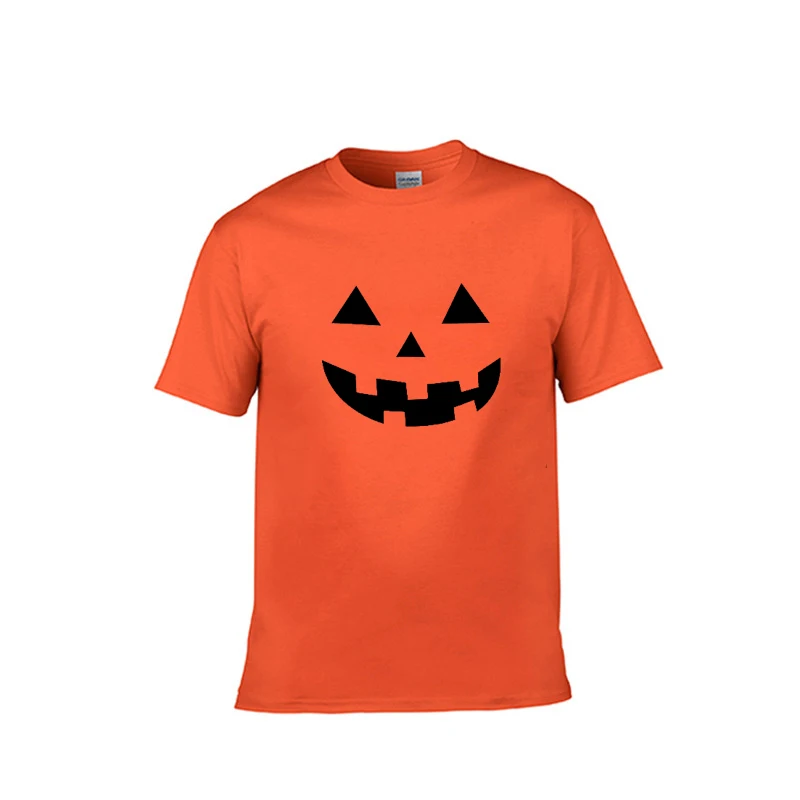 

Funny Pumpkin Smile Face Halloween Party Clothes for Men Harajuku Orange Colour T-shirt Male Cotton Witch Thanksgiving Gift Tops