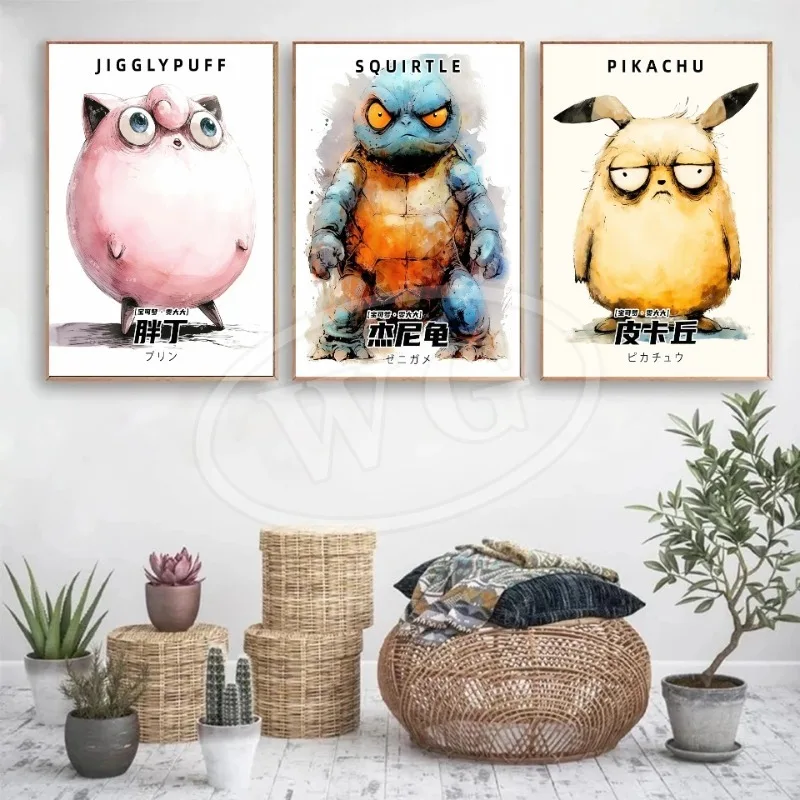 Абстрактная Картина на холсте японские комиксы Pokemon Pikachu аниме фигурки и HD
