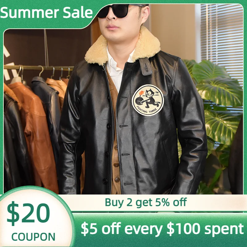 2022 Черная мужская куртка из натуральной кожи в Военном Стиле большой размер 3XL