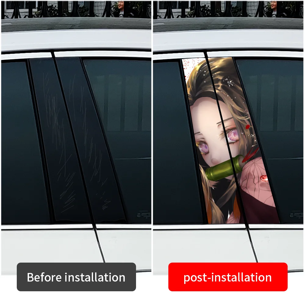 Аниме Nezuko автомобильные наклейки автомобильная виниловая наклейка B-pillar