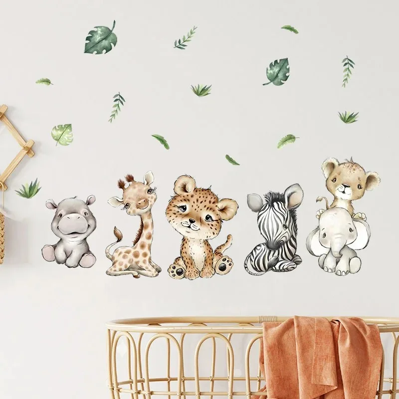 Милые наклейки на стену с изображением леса и животных для детской комнаты
