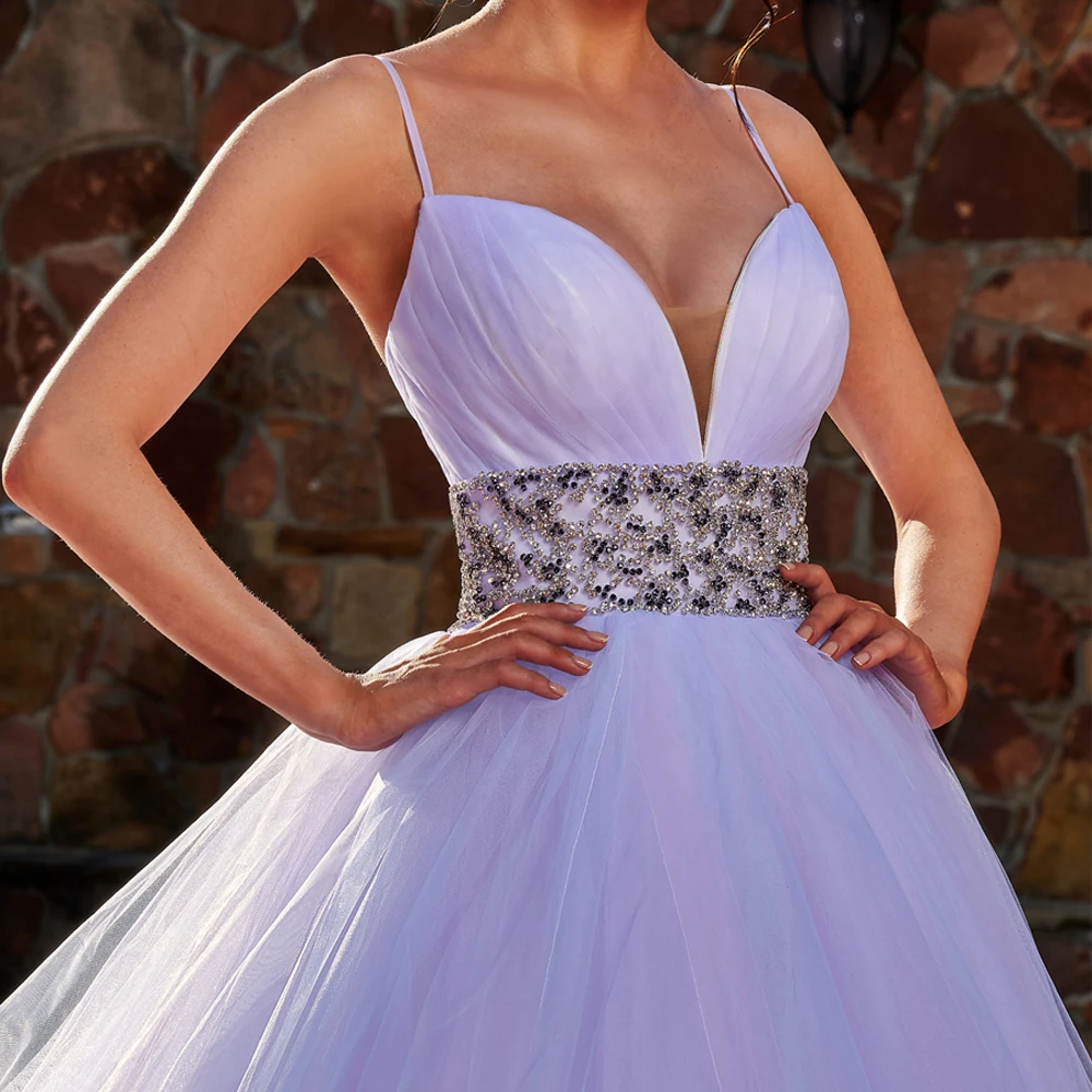 Платье Свадебное сиреневое без рукавов с открытой спиной и шлейфом