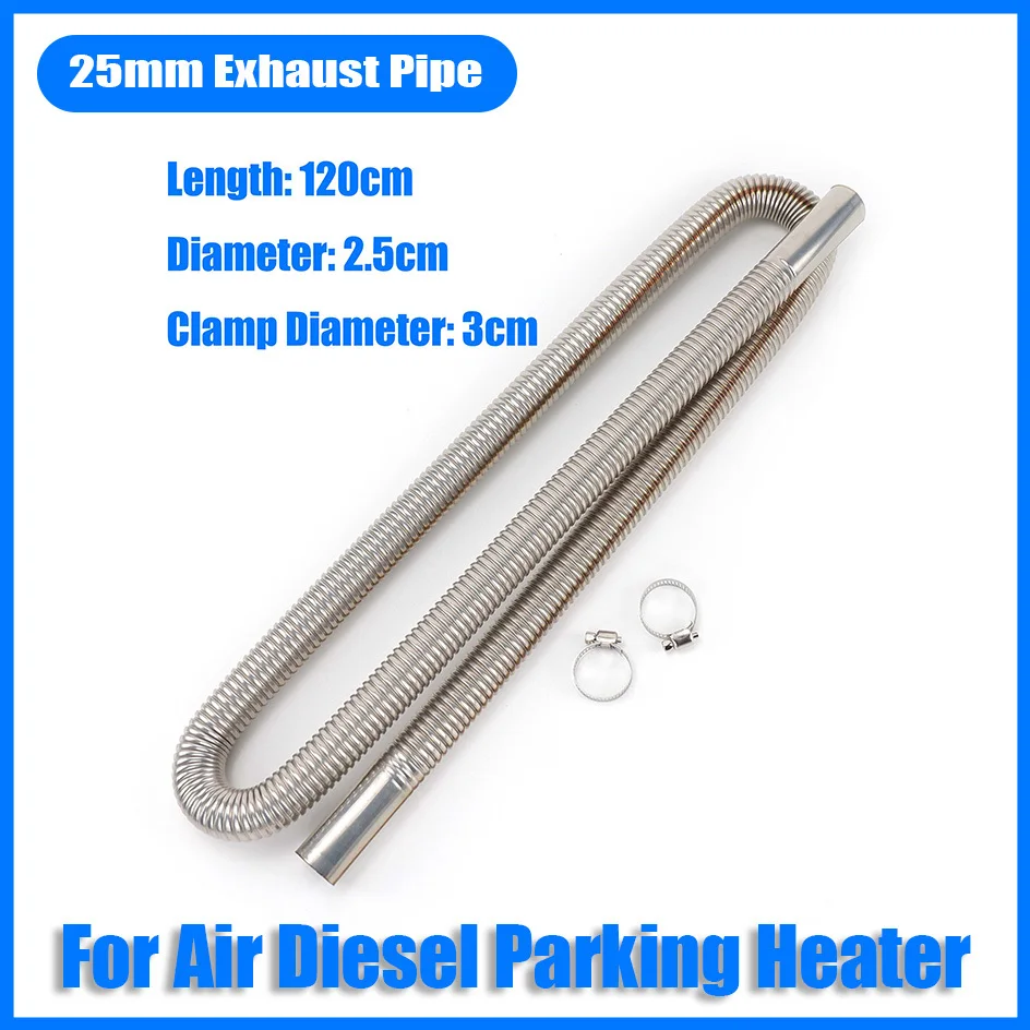 

120cm Car Truck Van Diesel Air Parking Heater Stainless Steel Exhaust Pipe Tube Gas Vent Hose Silver Car Heaters Accessories