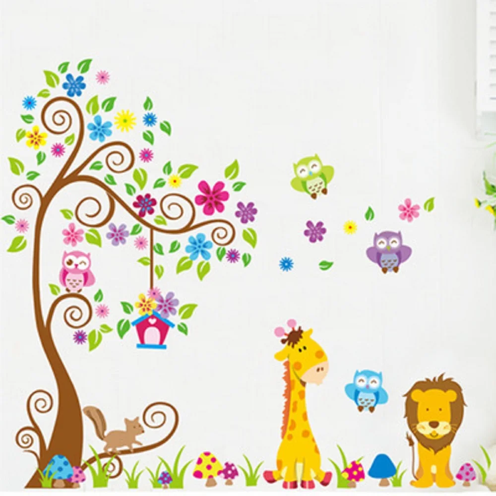 

Kindergarten Child Room Decorates A Wall Cute Owl Flower Wall Sticker In The Household Adornment wall to stick on the wall