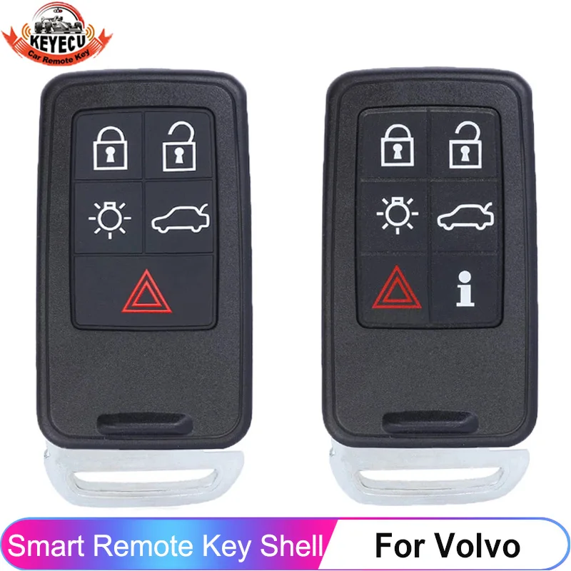 KEYECU 5/6 кнопок чехол для смарт-ключателя автомобиля брелок Volvo S60 V60 S80 XC70 XC60 V70 2008-2017