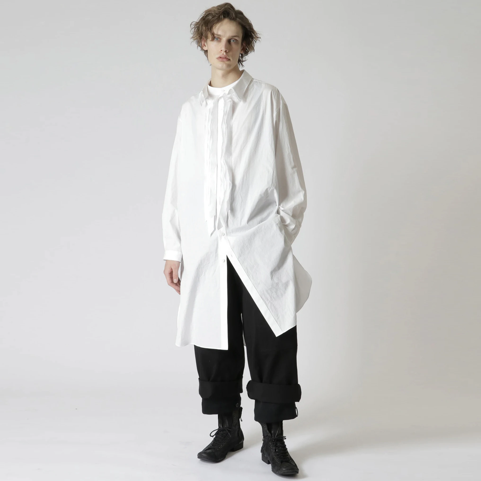 S-6XL!!2022 Men's white cotton three-layer collar casual shirt designer