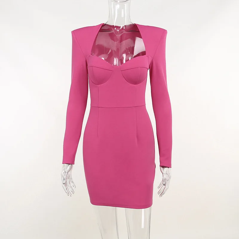 

Y2k Party Dresses for Women Fashion Shoulder Pad Retro Hip Wrap Long Sleeve Short Skirt Banquet Gown Goth Women's Dress Vestidos