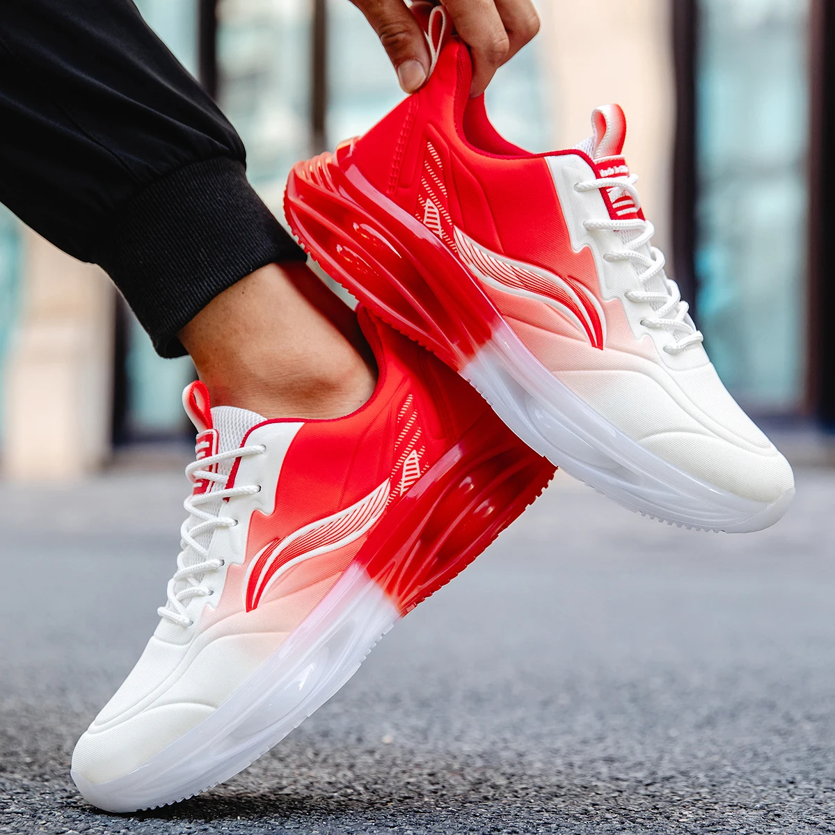 Большие размеры 39-47 спортивные кроссовки синие черные красные мужские роскошные